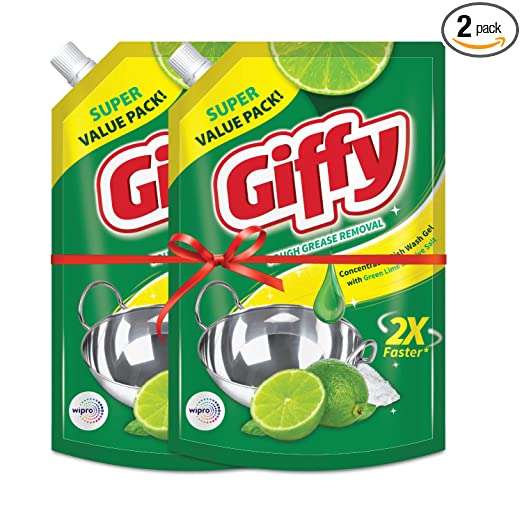 Giffy Green Lime & Active Salt Concentrated Dish Wash Gel by Wipro