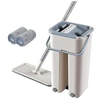 KANID-Mop with Bucket Flat Squeeze Mop Bucket System Cleaning Supplies 360° Flexible Mop Head