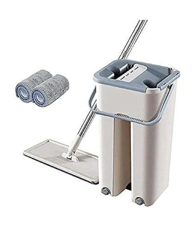 KANID-Mop with Bucket Flat Squeeze Mop Bucket System Cleaning Supplies 360° Flexible Mop Head