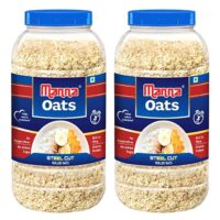 Manna Instant Oats 2Kg | 1Kg x 2 Jars | - White Oats High in Fibre and Protein | Helps Maintain Cholesterol. Diabetic Friendly | 100% Natural