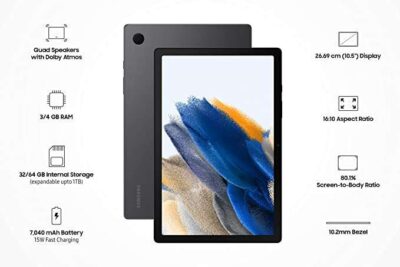 Samsung Galaxy Tab A8 26.69cm (10.5 inch) Display, RAM 4 GB, ROM 64 GB Expandable, Wi-Fi Tablet, Gray