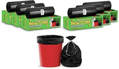 Newtone Premium OXO - Biodegradable Garbage Bags Size 43 cm x 50 cm 6 Rolls (180 Bags) (Dustbin Bag/Trash Bag) (Black Colour)