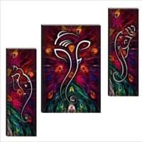 SAF 6MM Ganesha Set of 3 Panel Digital Reprint 12 inch x 18 inch Painting