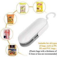 Nirdambhay Mini Bag Sealer, 2 in 1 Heat Sealer and Cutter Handheld Sealing Machine Portable Bag Resealer Sealer for Plastic Bags Food Storage Snack Fresh Bag Sealer (Including 2 AA Battery)