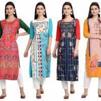 Sancom Women's Crepe Straight Kurta