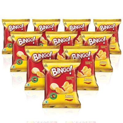Bingo Original Style Chilli Potato Chips 450g (Pack of 10)