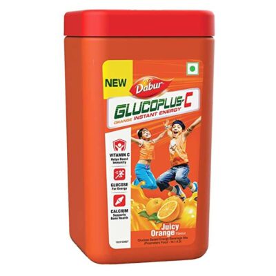 Dabur GlucoPlus-C Instant Energy Glucose Orange Flavour - 400g Jar