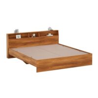 Amazon Brand - Solimo Brol King Size Engineered Wood Bed with Headboard Storage (Indian Oak Teak)