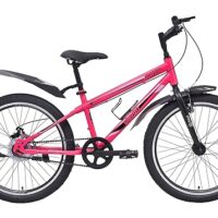 playR BFF 24 Inch Cycle - Single Speed - Rigid - Front V Brake Rear Disc Brake - Fluorescent Pink